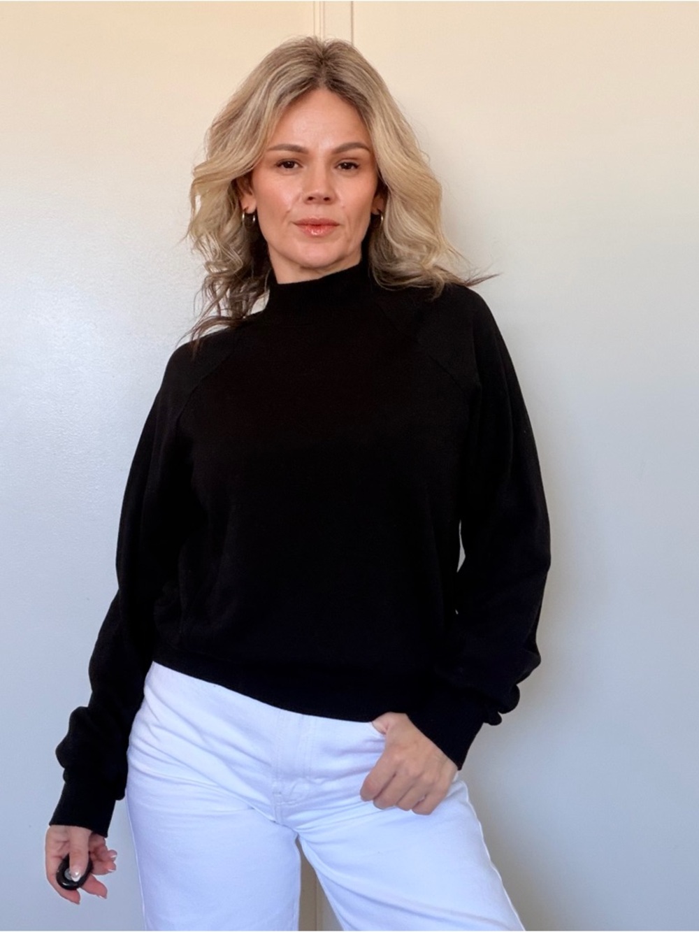 New Project Social T The Time To Chill Seamed Mock Neck Sweatshirt Black